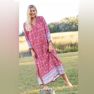 Dara Floral Tassel Kaftan 3/4 Sleeve Maxi Dress